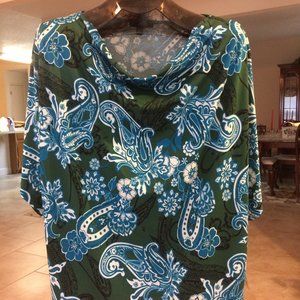 NWT Elementz Cowl Neck, Dolman Sleeve Poly/Spandex Top 2X $40